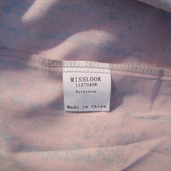 Misslook Button Up Shirt Top Womens Large Ombre 3/4 Sleeves Collared Gray Coral - Picture 8 of 10